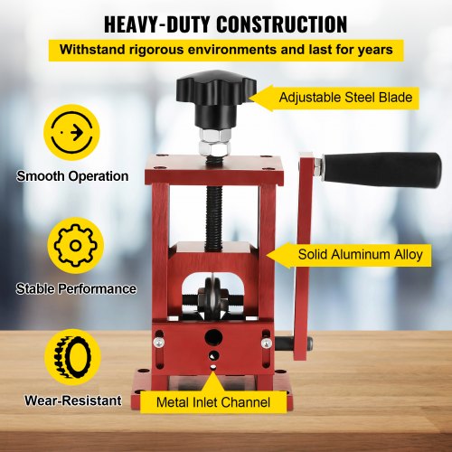 VEVOR Máquina Pelacables de Cobre de 1,5-20 mm 1 Cuchilla, Pelacables Reciclaje de Metal Dimensión de 70 x 80 x 160 mm, Herramienta de Pelado de Cables Manual y Semiautomático para Garaje Rojo
