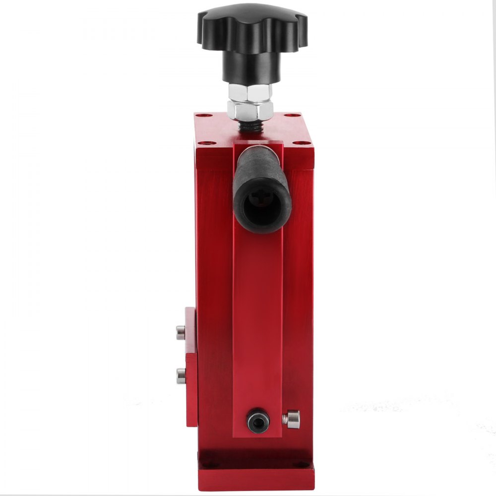 Máquina peladora de cables VEVOR roja con mango negro y perillas de ajuste.