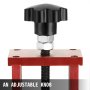 Perilla ajustable negra en la máquina peladora de cables VEVOR montada sobre una base roja
