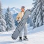 VEVOR Bolsa de Esquí de Snowboard, hasta 165 cm, Funda para Esquís, Impermeable, Tejido Oxford 600D, con Correas Interiores Ajustables, para Bastones, Gafas, Guantes, Cascos y Botas, Color Gris