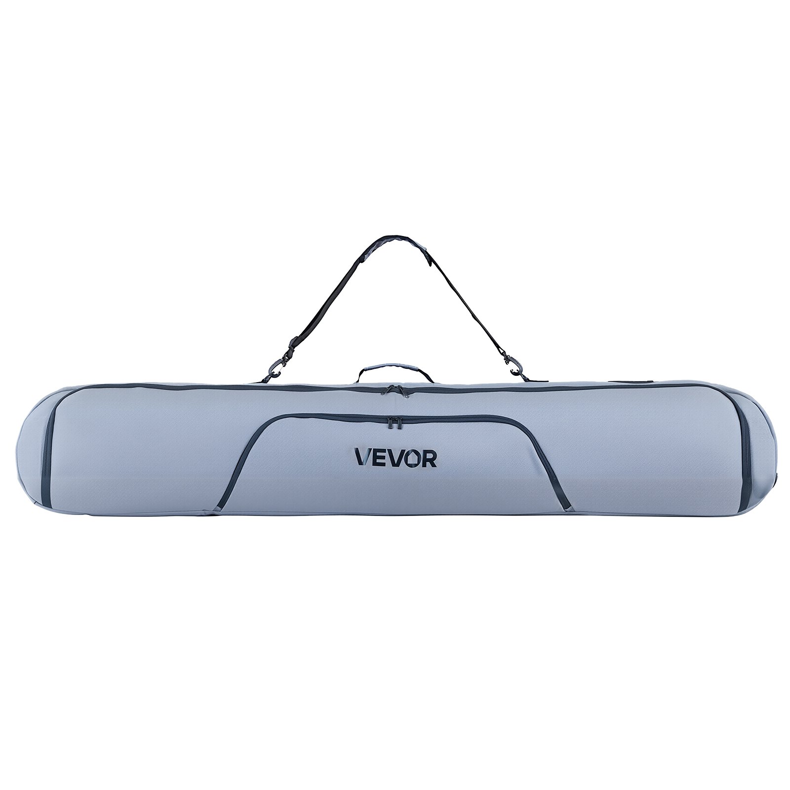 VEVOR Bolsa de Esquí de Snowboard, hasta 165 cm, Funda para Esquís, Impermeable, Tejido Oxford 600D, con Correas Interiores Ajustables, para Bastones, Gafas, Guantes, Cascos y Botas, Color Gris