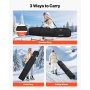 VEVOR Bolsa de Esquí de Snowboard, con Ruedas, hasta 175 cm, con Una extensión 10 cm, Tejido Oxford Impermeable 600D, con Correas Ajustables, para Bastones, Gafas, Guantes, Cascos y Botas, Negro