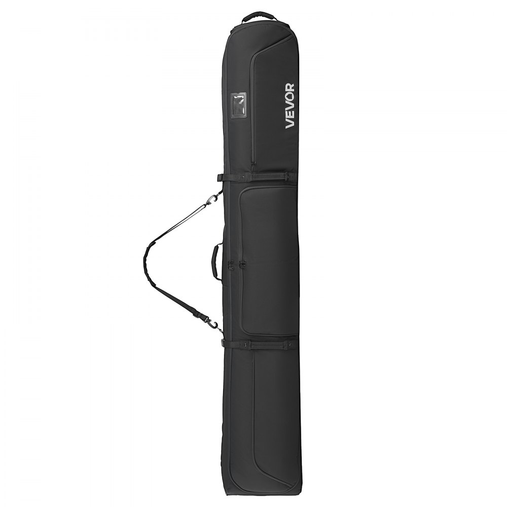 VEVOR Bolsa de Esquí de Snowboard, con Ruedas, para Viajes en Avión, hasta 190 cm, Impermeable, Tejido Oxford 600D, con Correas Ajustables, para Bastones, Gafas, Guantes, Cascos y Botas, negro