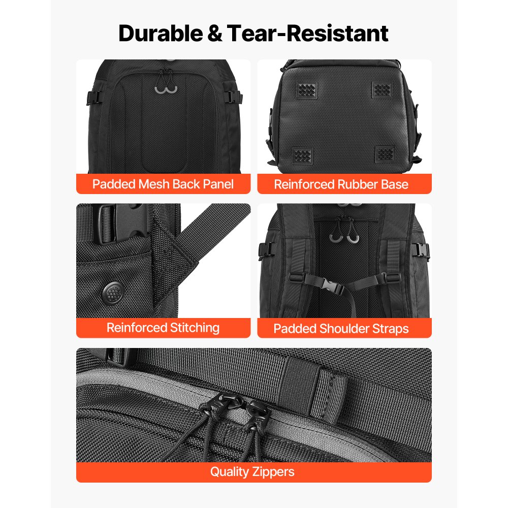 VEVOR Mochila de Viaje para Botas de Esquí, 55 L, para Hombre y Mujer, Impermeable, Exterior e Inferior, Oxford 1680D Resistente, para Snowboard, Casco, Gafas y Guantes, Negro, 410 x 270 x 500 mm