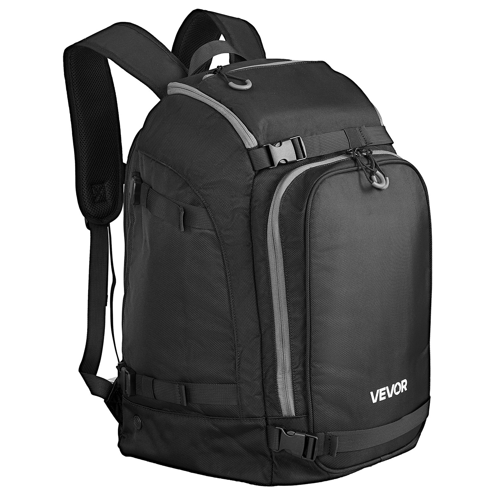 VEVOR Mochila de Viaje para Botas de Esquí, 55 L, para Hombre y Mujer, Impermeable, Exterior e Inferior, Oxford 1680D Resistente, para Snowboard, Casco, Gafas y Guantes, Negro, 410 x 270 x 500 mm