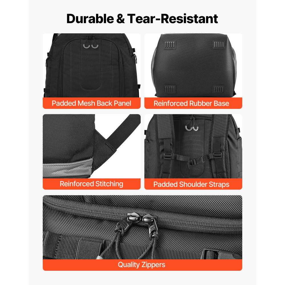 VEVOR Bolsa para Botas de Esquí, Mochila de Viaje de 65 L, con Exterior y Base Impermeables, Oxford 1680D, para Esquís, Snowboards, Cascos, Gafas, Guantes y Accesorios, Negro, 410 x 270 x 500 mm