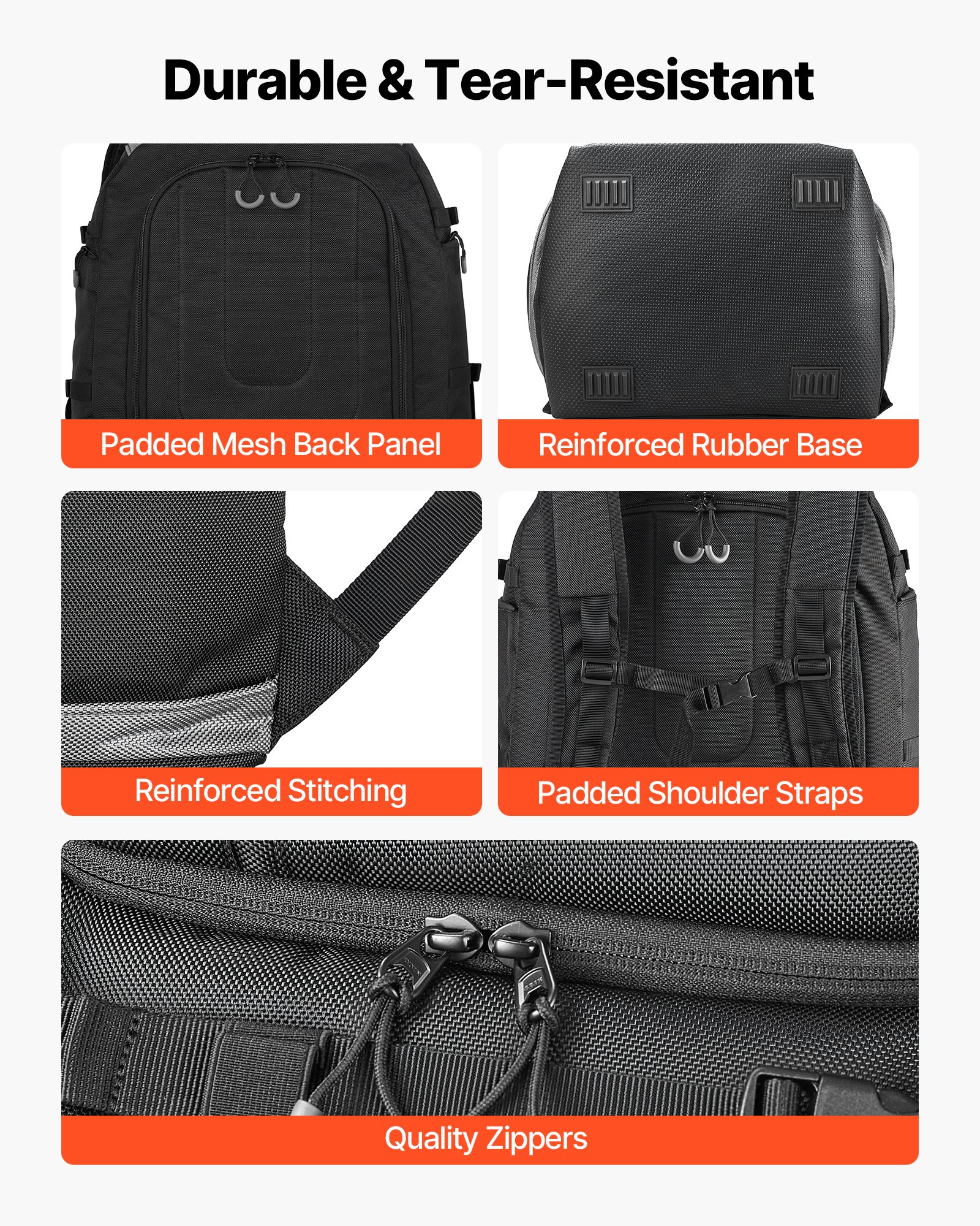 VEVOR Bolsa para Botas de Esquí, Mochila de Viaje de 65 L, con Exterior y Base Impermeables, Oxford 1680D, para Esquís, Snowboards, Cascos, Gafas, Guantes y Accesorios, Negro, 410 x 270 x 500 mm