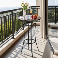 VEVOR Mesa Redonda de Bar para Exteriores, Mesa de Bistró de 600 x 600 x 1000 mm, Mesas de Patio con Estructura Metálica Resistente, Mueble de Mostrador para Comedor, Balcón, Jardín y Piscina