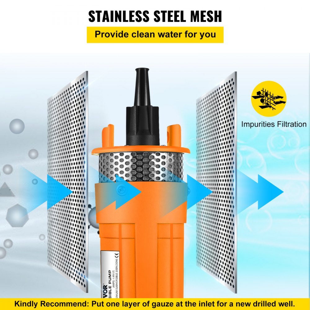 Hy2440-30 Bomba Sumergible Solar 24v Dc 10 Pies Bomba De Agua De Pozo Profundo