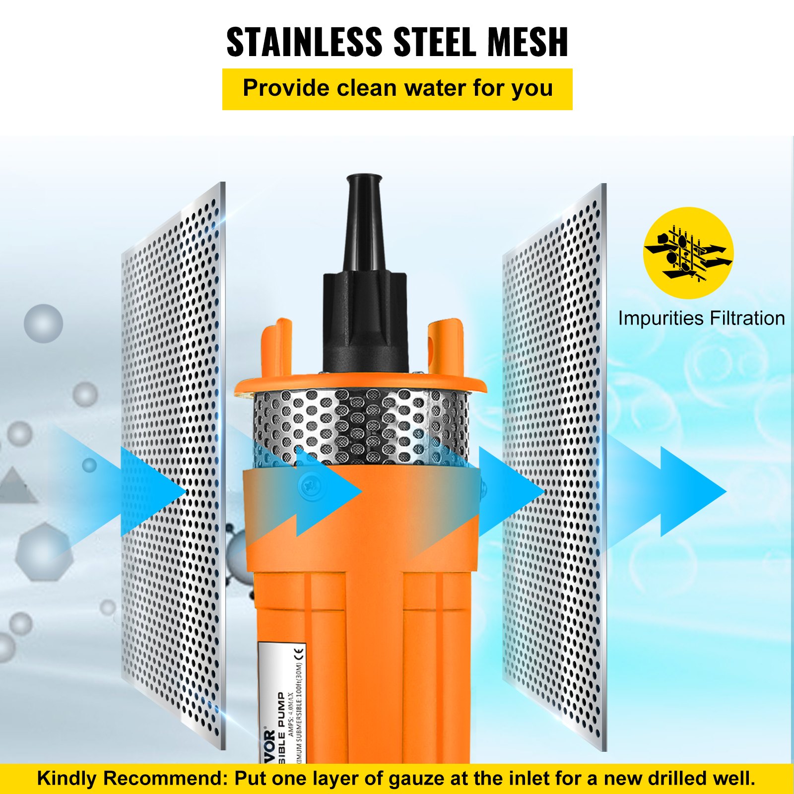 Hy2440-30 Bomba Sumergible Solar 24v Dc 10 Pies Bomba De Agua De Pozo Profundo