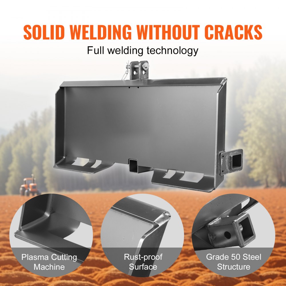 VEVOR 3-point compact loader mounting plate, 5/16 inch compact loader mounting plate, steel adapter loader mounting plate, compatible with compact loaders and tractors from Deere, Kubota, Bobcat, Mahindra