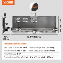 VEVOR Placa Universal de 3 Puntos para Minicargador, 1200 x 547 x 255 mm