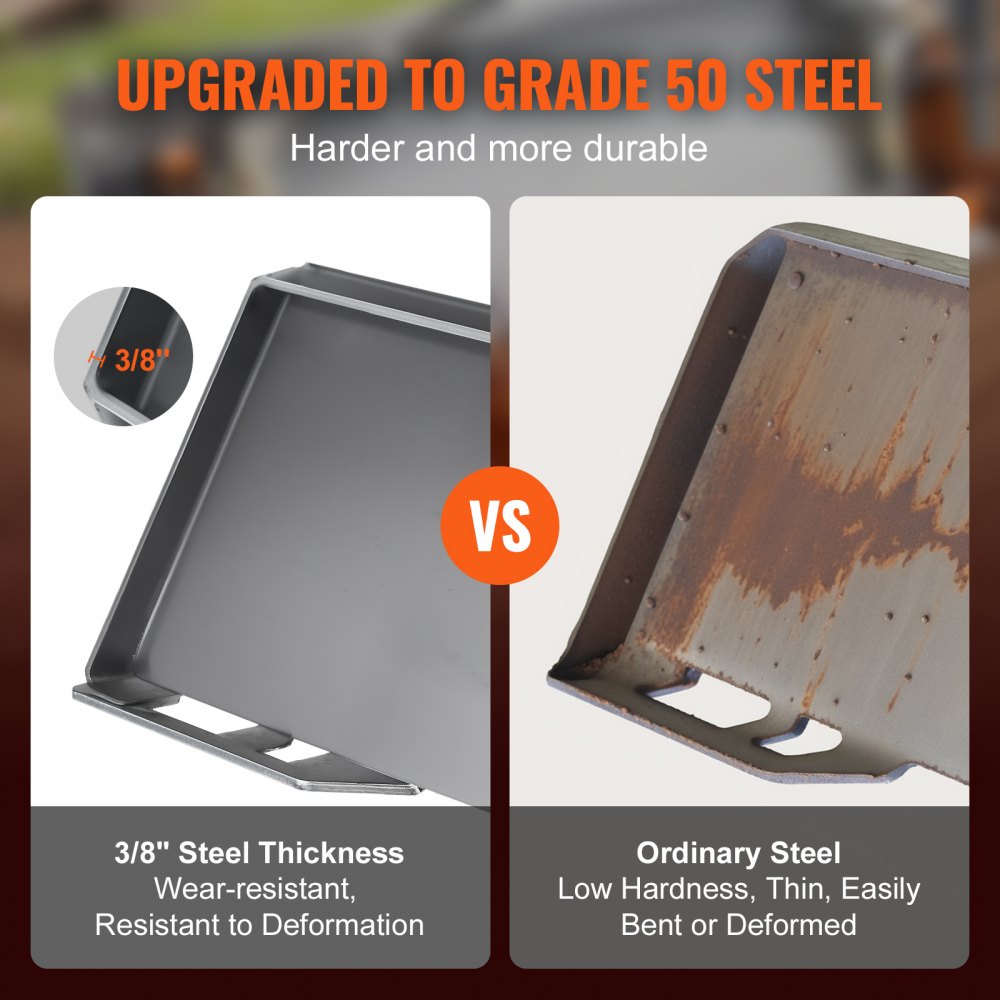 VEVOR 3/8 inch compact loader mounting plate, quick-release mounting plate, mounting plate, quick-release loader plate, compatible with compact loaders and tractors from Deere, Kubota, Bobcat, Mahindra