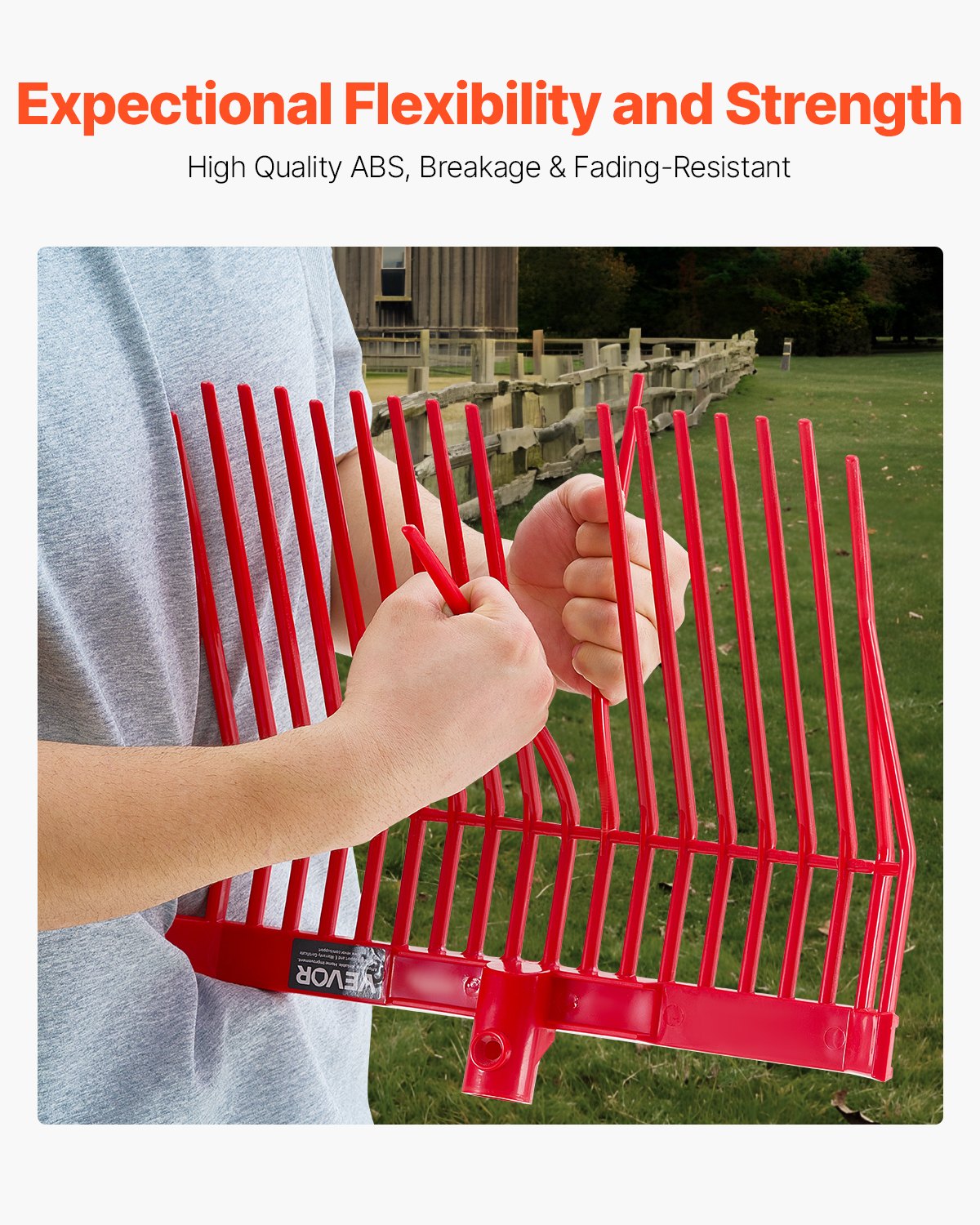 VEVOR 6-piece set Swedish pitchfork, 18 angled tines, manure fork head for horses, plastic hay fork, manure fork for collecting stable manure, grass, hay and cleaning up field work