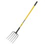 VEVOR Horca de Jardín Resistente de 5 Dientes con Mango de Fibra de Vidrio, con Empuñadura en Y, Acero Forjado, Antideslizante, para Heno, Papa, Compostaje, Trasplante y Aireación, 1450 x 245 mm