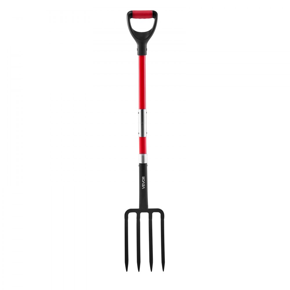 VEVOR Horca de Jardín Resistente de 4 Dientes con Mango de Fibra de Vidrio, con Empuñadura en Y, Horquilla de Acero Forjado para Heno, Papa, Compostaje, Trasplante y Aireación, 1140 x 175 mm