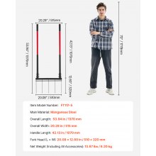 VEVOR Horquilla de Jardinería de 5 Dientes en Forma de U 1370 x 515 mm 1 ud