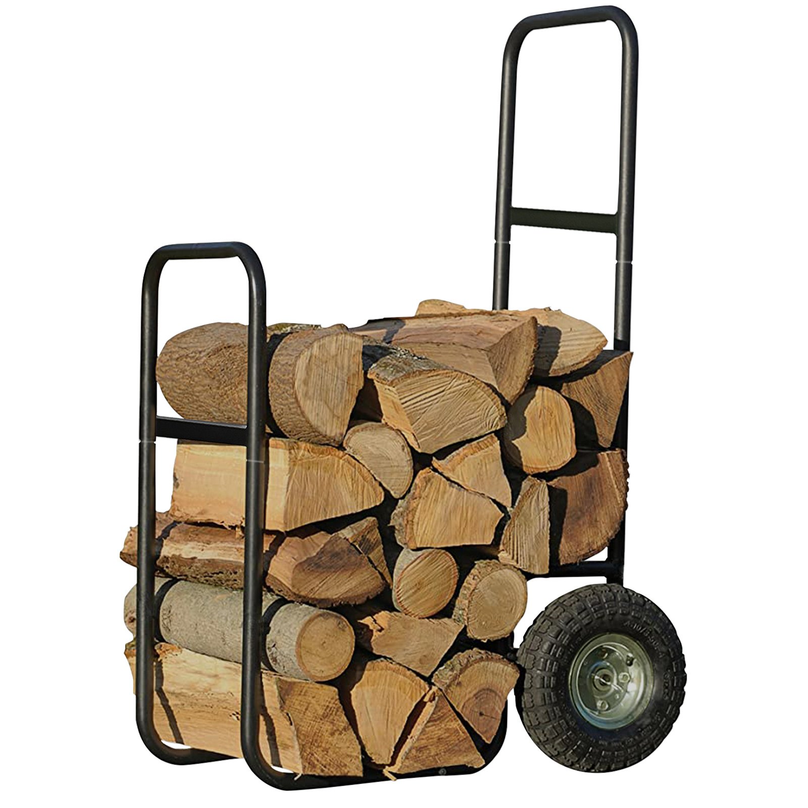 VEVOR Carro para Leña con Ruedas Acero Carga de 100 kg con Lona 56,5x55,5x105 cm
