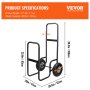 VEVOR Carro para Leña con Ruedas de Acero Carga de 100 kg con Lona 51x52x100 cm