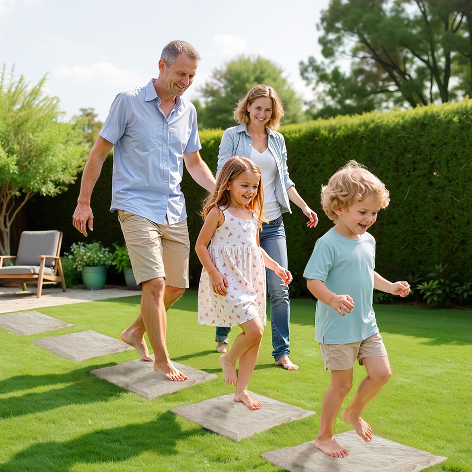 VEVOR Garden Stepping Stones, 4Pcs 39.5x39.5 cm, Decorative Stepping Stones with Stakes, Weather-Resistant Plastic Pathway Pavers, Smooth Surface, Outdoor Walkway for Lawn Patio Landscape, Beige