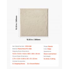 VEVOR Escalones con Estacas para Suelo 8 Piezas 39,5x39,5 cm para Césped, Beige