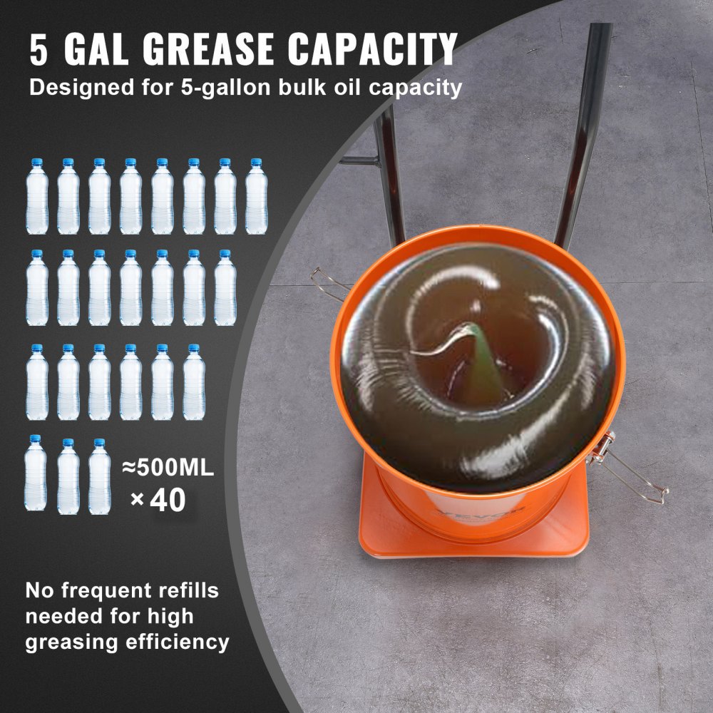 VEVOR Grease Pump 20L Air-Operated Grease Pump 0.6-0.8 MPa Aluminum Die-Cast Pump -20-100℃ Operating Temperature, Pneumatic Grease Pump NPT Connection Lubricating Grease Pump Suitable for 0-3# Grease