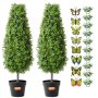 VEVOR - Árbol topiario artificial de boj, 36 pulgadas de alto (2 piezas), árboles topiarios de imitación, planta verde artificial con hojas adicionales, maceta y pequeña decoración, juego de vegetación con clasificación UV para decoración del hogar en interiores y exteriores