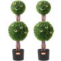 VEVOR Árbol topiario artificial de boj, 48 pulgadas de alto (2 piezas), árboles topiarios artificiales de doble bola, planta artificial con hojas adicionales y maceta y pequeña decoración, juego con clasificación UV para decoración del hogar interior/exterior