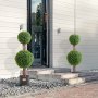 VEVOR Artificial Boxwood Topiary, 121.9 cm tall (2 pieces), Double Ball Topiary Trees, Artificial Plant with Extra Leaves, Pot and Small Decoration, UV-Protected Set for Indoor and Outdoor Decoration