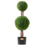 VEVOR Artificial Boxwood Topiary, 121.9 cm tall (2 pieces), Double Ball Topiary Trees, Artificial Plant with Extra Leaves, Pot and Small Decoration, UV-Protected Set for Indoor and Outdoor Decoration
