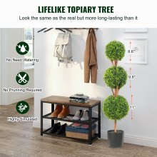VEVOR Topiario de Boj Artificial 122 cm Bola de Boj Artificial al Aire Libre 2 Plantas Artificiales 10 Hojas Reemplazables 2 Luces LED sin Batería para Decoración del Hogar Jardín Patio Balcón Entrada