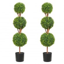 VEVOR Topiario de Boj Artificial 122 cm Bola de Boj Artificial al Aire Libre 2 Plantas Artificiales 10 Hojas Reemplazables 2 Luces LED sin Batería para Decoración del Hogar Jardín Patio Balcón Entrada
