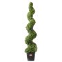 VEVOR Árbol topiario artificial de boj, 60 pulgadas de alto (2 piezas), árboles topiarios artificiales en espiral, planta artificial con hojas adicionales, maceta y pequeña decoración, juego de vegetación con clasificación UV para decoración del hogar en interiores y exteriores