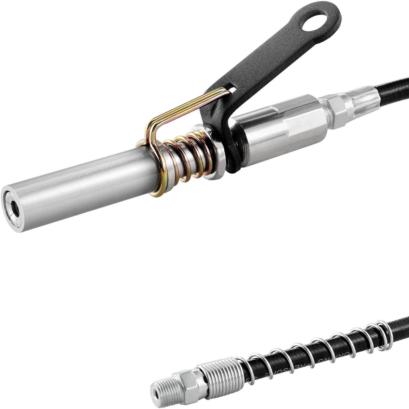 VEVOR Acoplador de Pistola de Engrase Alta Presión 10.000 PSI Bloqueo de 3 Mordazas Punta de Pistola de Engrase de Liberación Rápida con Manguera, Limpiador, 1/8" NPT para Automoción