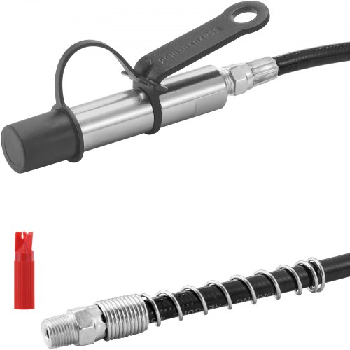 VEVOR Acoplador de Pistola de Engrase Alta Presión 10.000 PSI Bloqueo de 3 Mordazas Punta de Pistola de Engrase de Liberación Rápida con Manguera, Limpiador, Tapa a Prueba de Fugas, 1/8" NPT