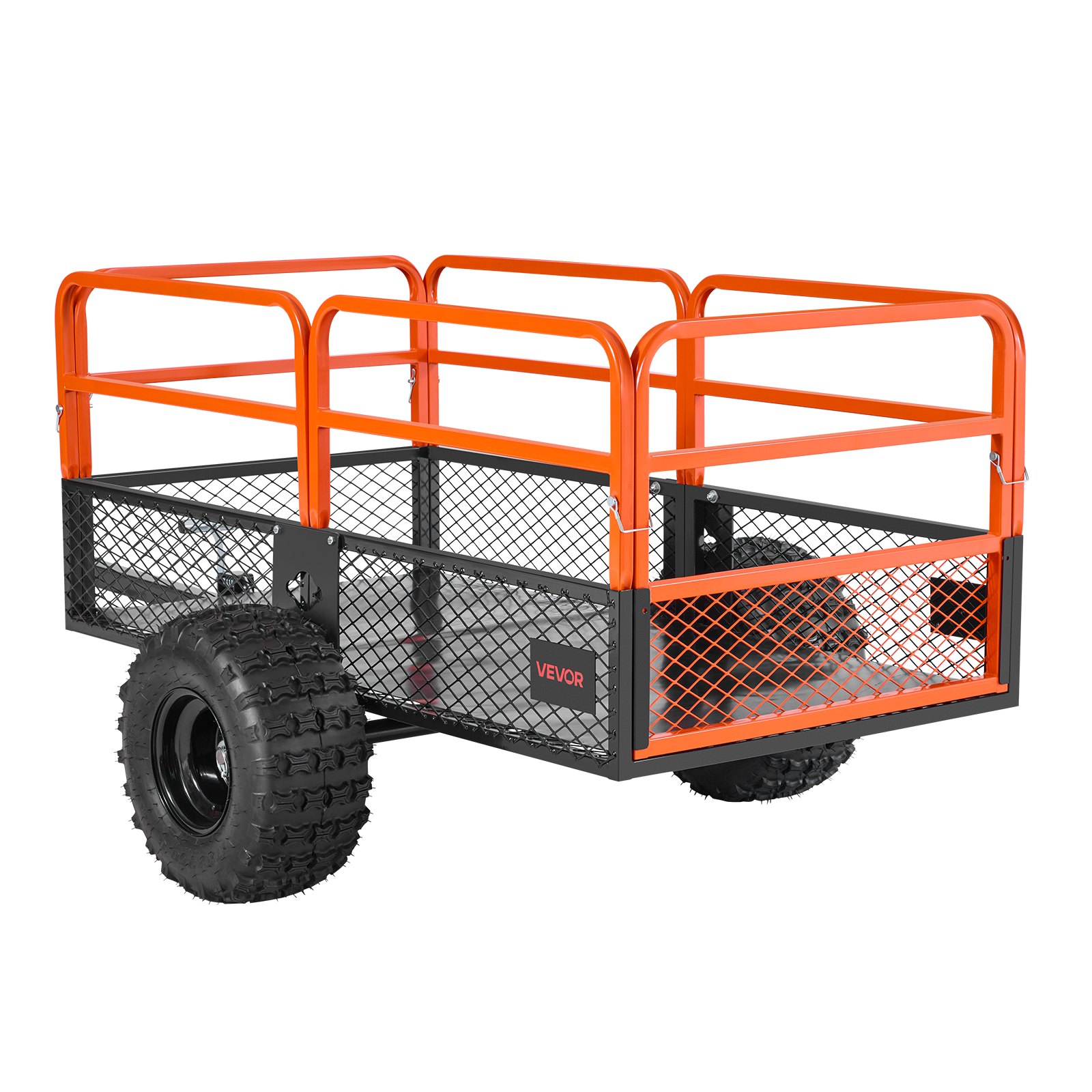 VEVOR Garden Utility Trailer, 28 Cu. Ft. & 800kg, ATV UTV Trailer, Tow Behind Steel Dump Trailers, Removable Rear Panel, Heavy Duty Pull Behind Yard Trailers for Lawn Mower Tractor Garden Waste