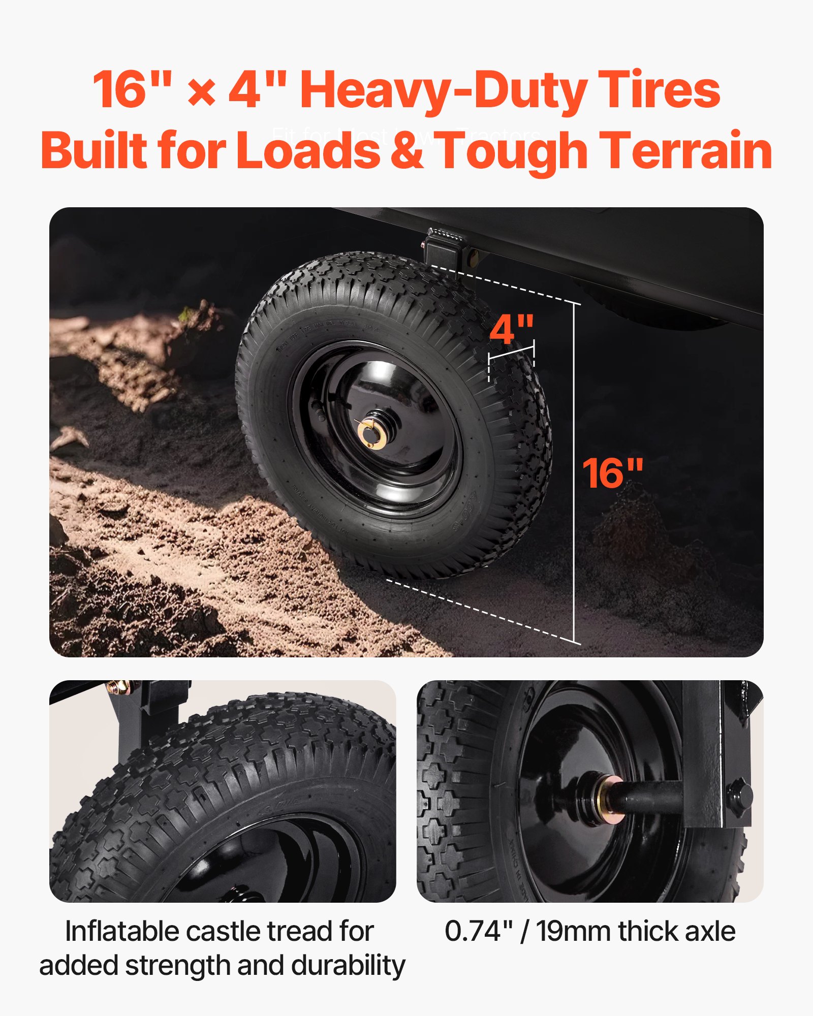 VEVOR Remolque Utilitario para Jardín, Remolque de Volteo de Polietileno 144 x 57,5 x 69 cm con Neumáticos, Tracción Manual o Pedal, Carro de Jardín Resistente para Cortacésped, Carga de 226,8 kg