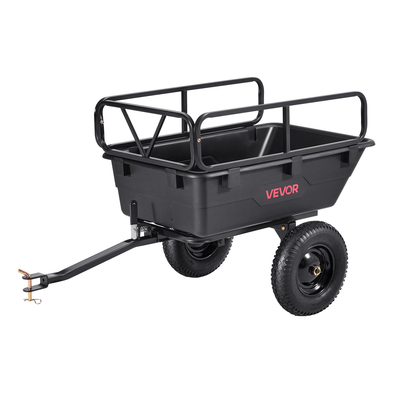 VEVOR Remolque Utilitario para Jardín, Remolque de Volteo de Polietileno 144 x 57,5 x 69 cm con Neumáticos, Tracción Manual o Pedal, Carro de Jardín Resistente para Cortacésped, Carga de 226,8 kg