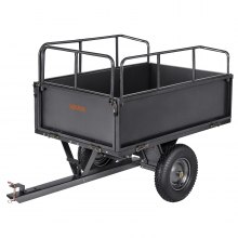 VEVOR Remolque Utilitario para Jardín, Remolque de Acero de 169 x 76 x 78 cm con Ruedas, Tracción Manual o Pedal, Carro de Jardín Resistente para Cortacésped, Tractor, Carga de 272,16 kg, Negro