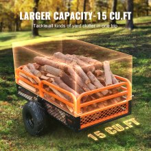 VEVOR Remolque Volquete Capacidad de Carga de 680kg Remolque Utilitario de Jardín Resistente con Laterales Extraíbles Carro de Transporte Volquete de 0,4m³ para Tractor, Cortacésped, ATV, 200x66x76 cm