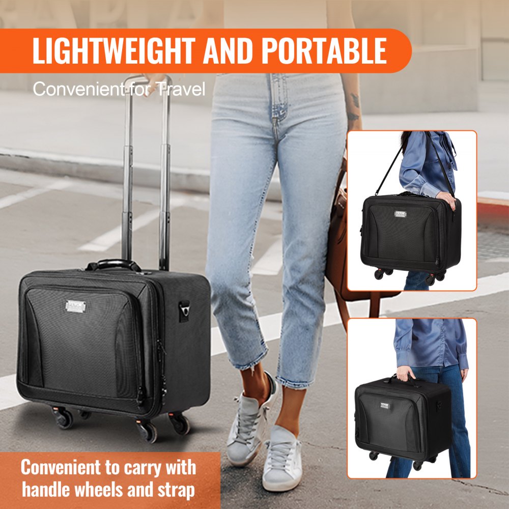 VEVOR Estuche de Maquillaje con Ruedas 3 Niveles Conveniente Maleta de Almacenamiento de Transporte con Asas Correa, Caja Bolsa de Maquillaje Oxford Impermeable Profesional Regalo de Maquillaje, Negro