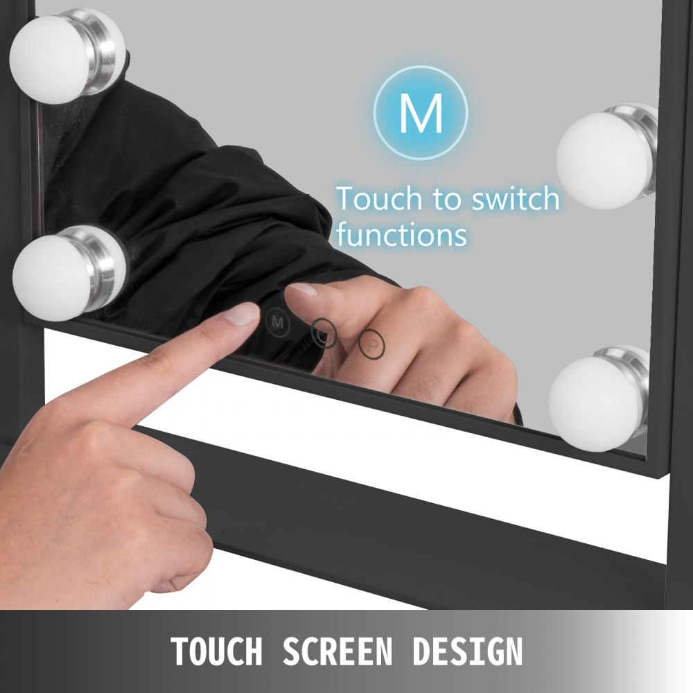 Espejo De Maquillaje + Luz Nocturna Led， Luz Amarilla / Blanca Para Cambiar