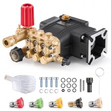 VEVOR Bomba para Hidrolavadora Émbolo Triple Horizontal con Eje de 19,05 mm, 3300 PSI 2,5 GPM, Kit de Repuesto para Hidrolavadora con 5 Boquillas, Compatible con Simpson MorFlex 40224, 40225, 40226