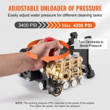 VEVOR Bomba para Hidrolavadora Émbolo Triple Horizontal con Eje de 25,4mm, 4200 PSI, 4,2 GPM, Kit de Repuesto para Hidrolavadora con 5 Boquillas, Compatible con Simpson MorFlex 40224, 40225, 40226