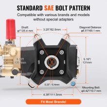 VEVOR Bomba para Hidrolavadora con Eje de 25,4mm, 5 Boquillas, 4200 PSI, 4,2 GPM