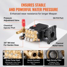 VEVOR Bomba para Hidrolavadora con Eje de 25,4mm, 5 Boquillas, 4400 PSI, 4,4 GPM