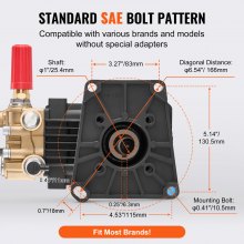 VEVOR Bomba para Hidrolavadora Émbolo Triple Horizontal con Eje de 25,4mm 4300 PSI 4,4 GPM, Kit de Repuesto para Hidrolavadora con 5 Boquillas, Compatible con Simpson MorFlex 40224, 40225, 40226