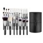 VEVOR Juego de 34 Brochas de Maquillaje Profesional a Base, Difuminar Sombras de Ojos, Corrector y Rubor, con Cerdas Suaves, Mango Ergonómico de Madera y Estuche de Viaje Incluido, Color Negro
