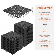 VEVOR 50 piezas azulejos de jardín piscina 30x30x1,5 cm azulejos calados con clip negro