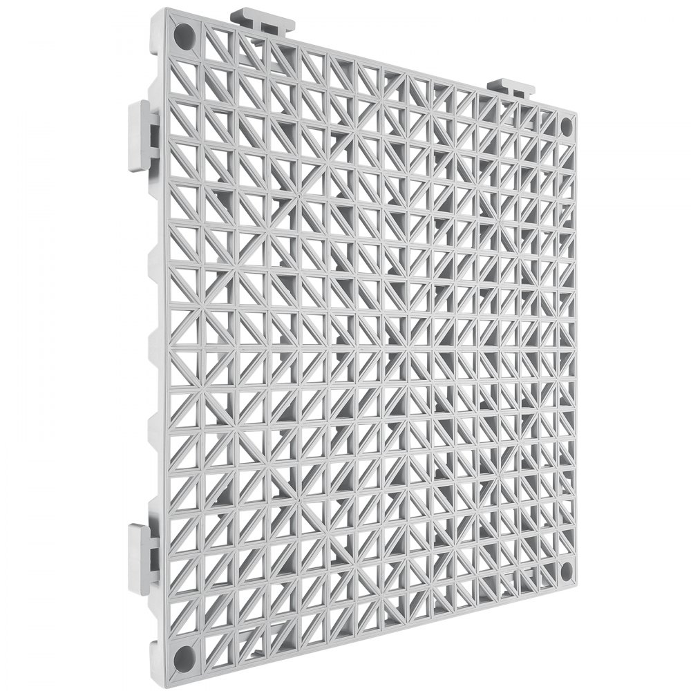 VEVOR Loseta de PVC Losetas Autoventiladas 50 PCS Baldosa de Clip Calada para Suelo 30x30x1,5 cm Baldosa de Jardín de Enclavamiento Drenaje Rápido Interior Exterior para Terraza Cocina Spa Baño, Gris